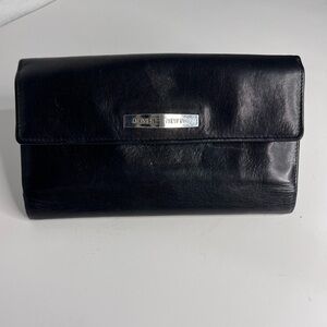 Jones New York Black Leather Tri Fold Wallet